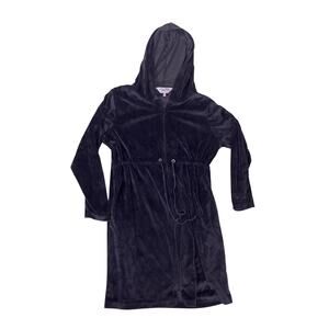 Y2K Velvet Velour Zip Up Hoodie Cinch Waist Womens S/M Long Jacket